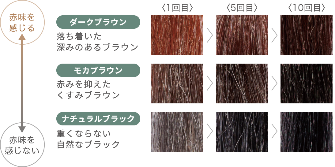 染まり具合の一覧