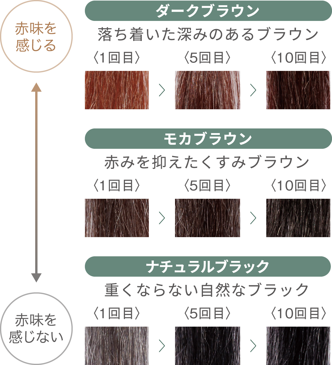 染まり具合の一覧